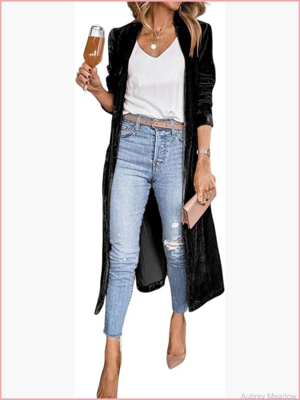 Long Velvet Cardigan Jacket Casual Open Front Maxi Blazer Duster